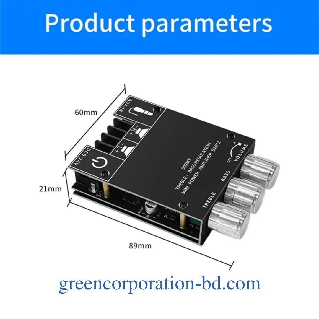 Zk502MT 5.0 Bluetooth Power Amplifier Board 100W Channel Amplifier Board Accessories Parts with Short Circuit Protection for Sound Box