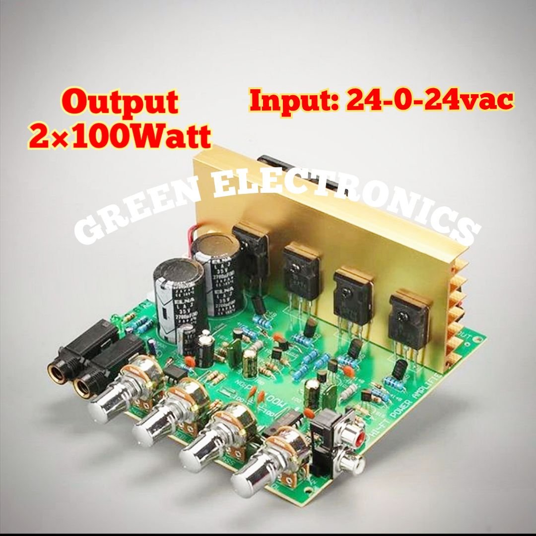 4 Transistor Board hifi stereo Large Power Amplifier AC 18-24V Digital Audio 100W+100W Dual Subwoofer Power Amplifier Board 4 Channel Hi-Fi Home Entertainment Stereo Amplifiers