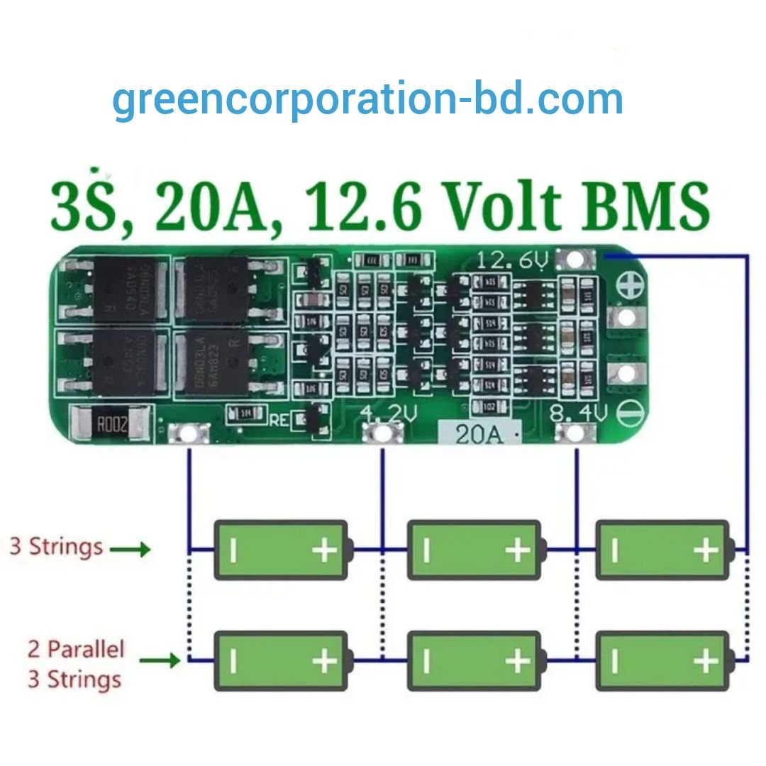 3S 20A 18650 Li-Ion Lithium Battery Charger Bms Protection Board For Drill Motor 12.6V Lipo Cell Module 64X 20X3.4Mm - Solar Panel