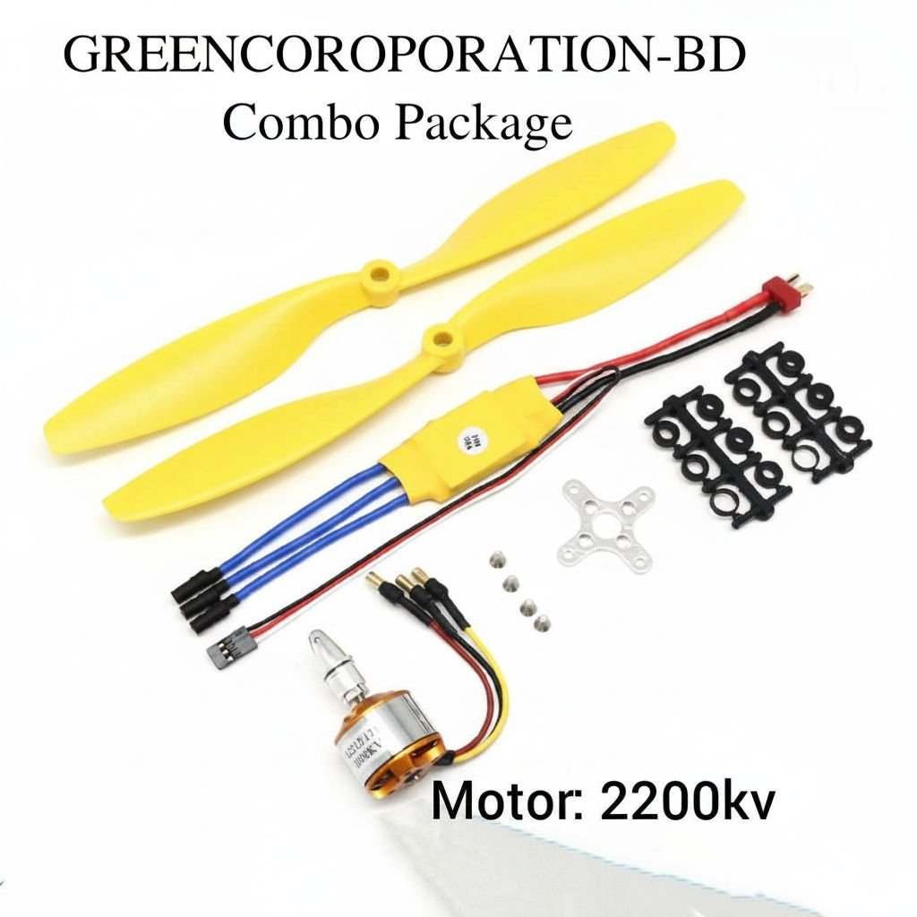 A2212 Brushless BLDC Motor + 30A SimonK ESC + Nylon Propeller Combo Pack Set for RC Drone, DIY Airplane, Quadcopter & Fixed Wing Aircraft (Multi-Variant 1000kv / 1400kv / 2200kv / 2450kv / 2700kv)