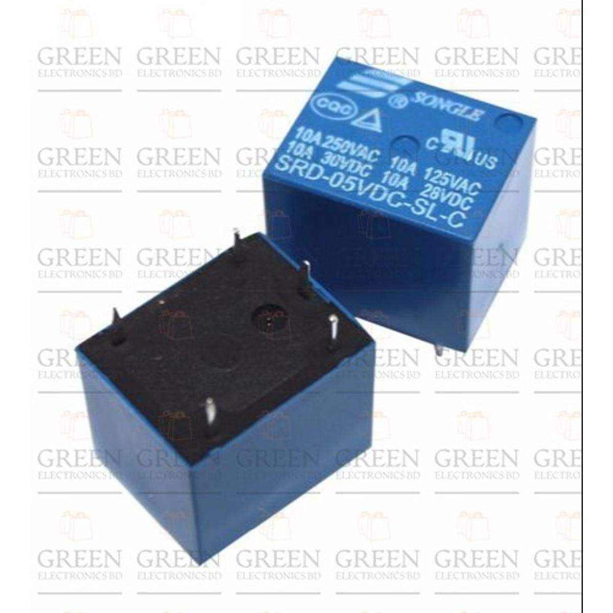 2Pcs 5V DC SPDT Power Relay 10A