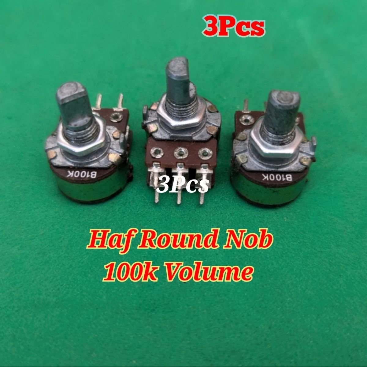 3Pcs Haf Round Volume Control Potentiometer Green Electronics Package include: - 10 K Potentiometer Mounting diameter: 6mm, shaft diameter: 5mm, shaft length: 12mm value: 10k ohm Ensures matchless performance