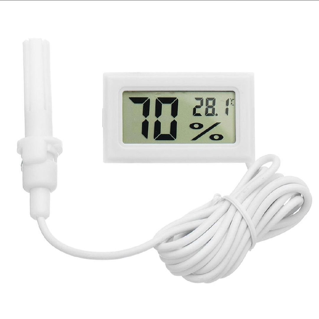 Premium Thermometer Hygrometer, Portable Mini Lcd Digital Temperature Humidity Meter A Probe With 2Pc Battery - Multimeter