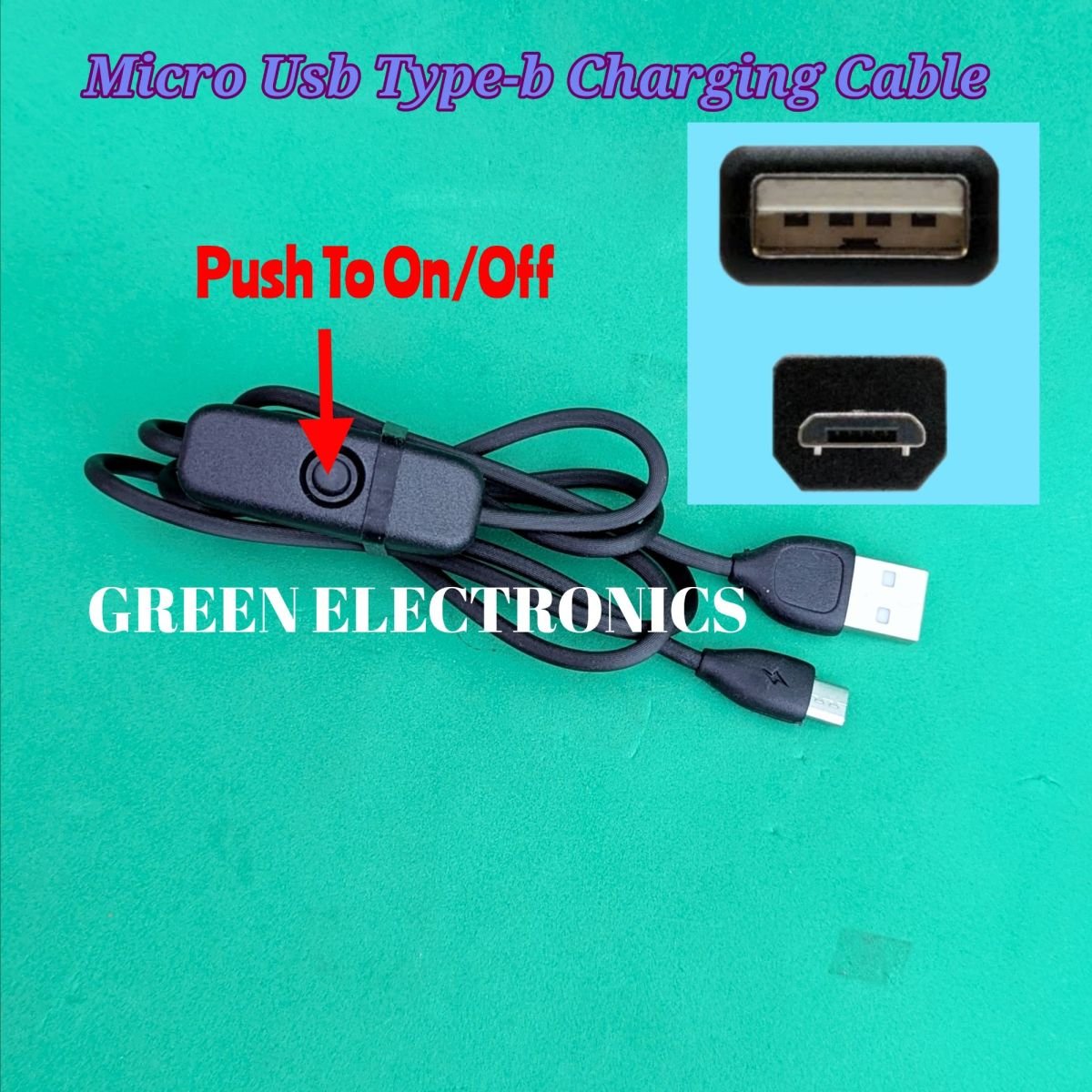 On off switching micro usb type charging cable