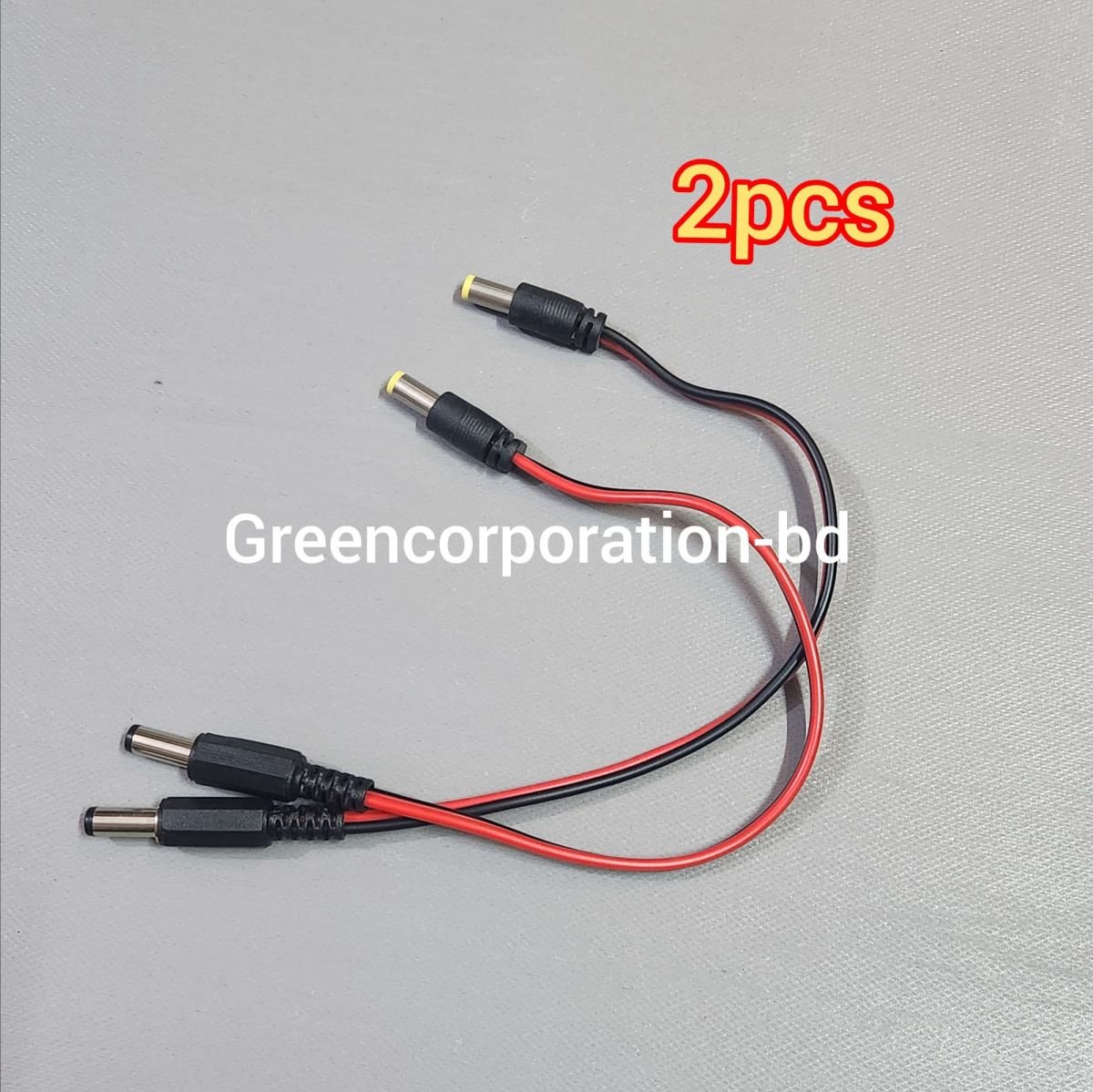2-PCS Dual Male Pin Power Cable 2.1mm x 5.5mm for WiFi Router ONU – 10 Inch, Red/Black